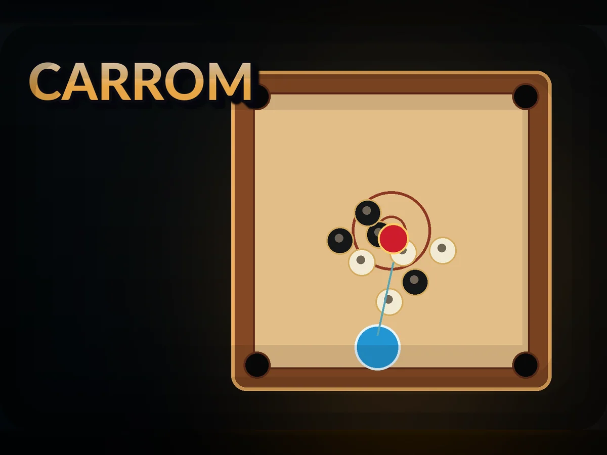 Carrom - Flick the striker, pocket all nine, cover the queen.
